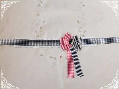 Pattern Choker Plaid Bowknot and Stripes