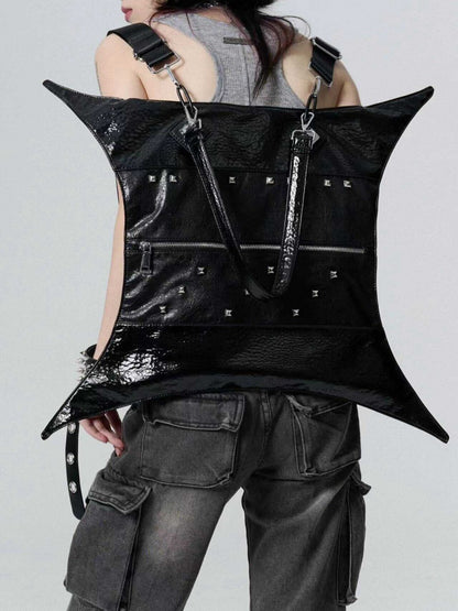 Gothic Punk Studs Black Four-pointed Star Bag