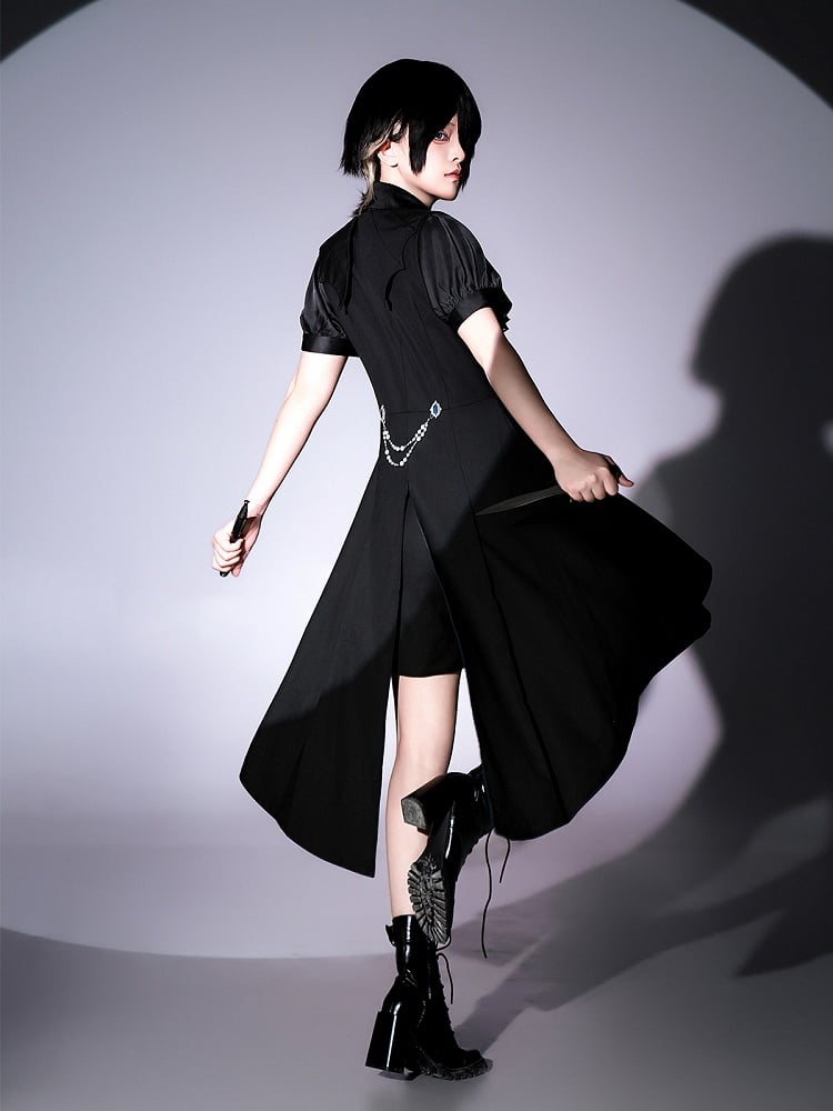 Waistcoat Collar Long Lolita Wings Lining Black Bat Shape Ouji Blue