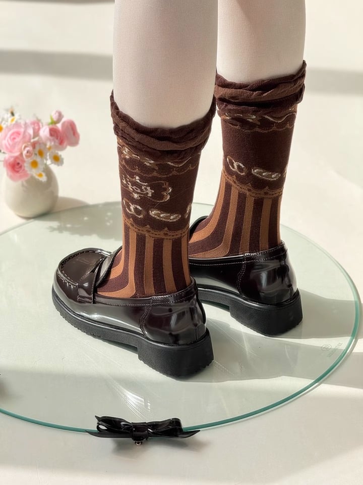 Dessert Print Striped Sweet Lolita Calf Socks