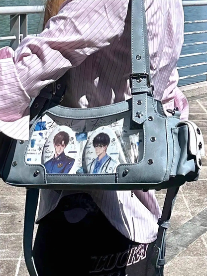 With Charm PU Shoulder Bag Star Blue Ita Y2K