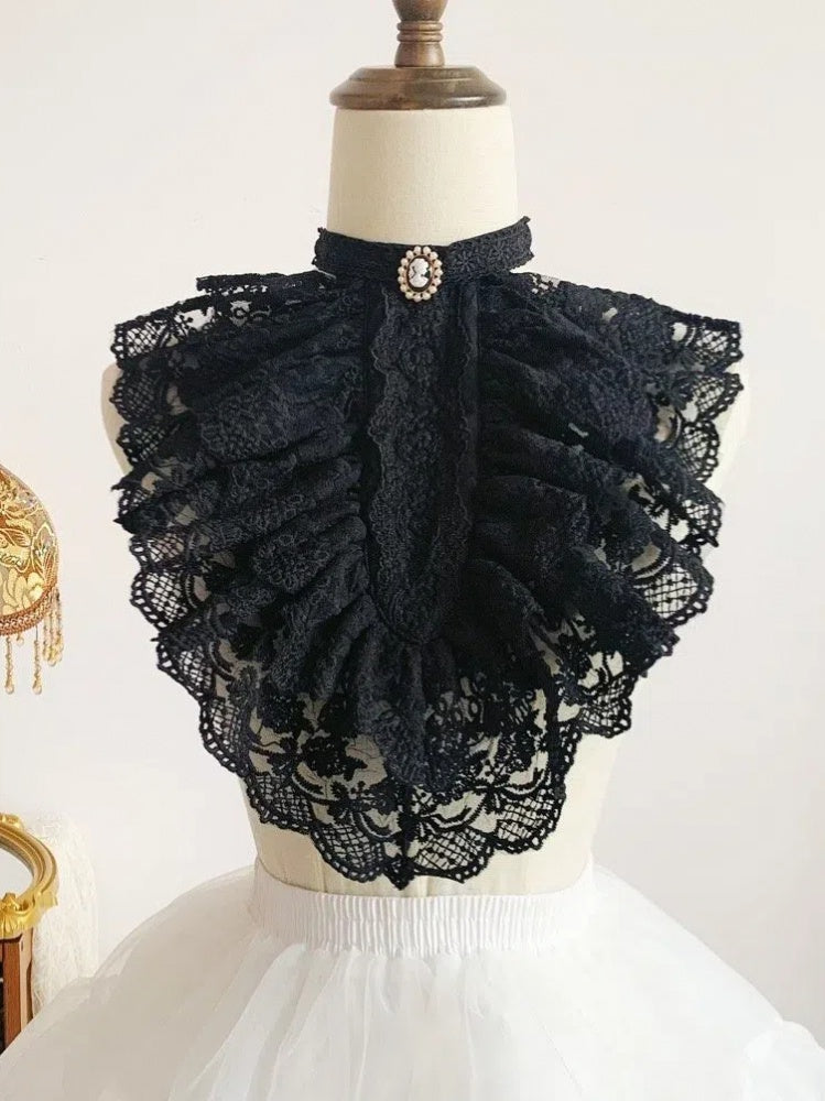 Beige / Black Lace Jabot