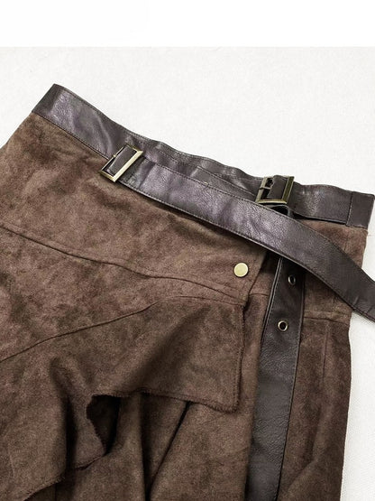 Coffee Hem Wasteland Asymmetrical Skirt Brown Punk