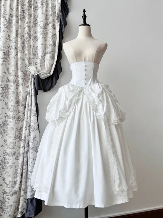 Corset Under Aristocrat High Boned Gothic Waist Bust Skirt Lolita White