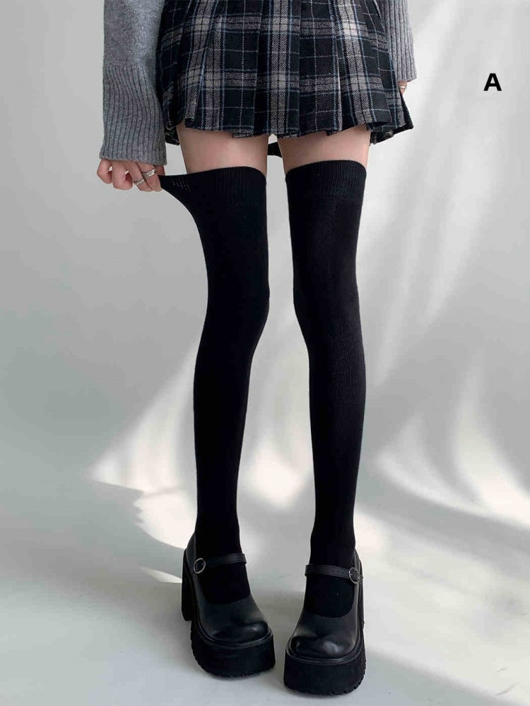 Length Black JK Cotton Stockings