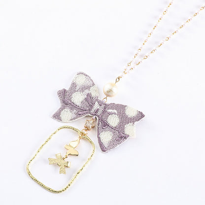 Pink / Blue / Purple Bowknot Pendant Necklace