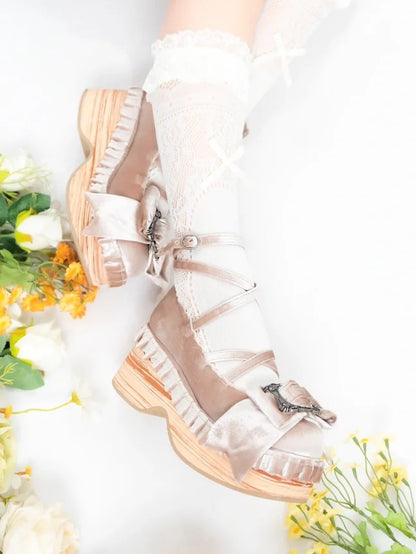 Sweet Design Lolita - Champagne Crisscross Toe Platforms Round