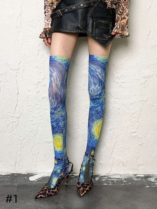 Oil Painting Overknee Stockings