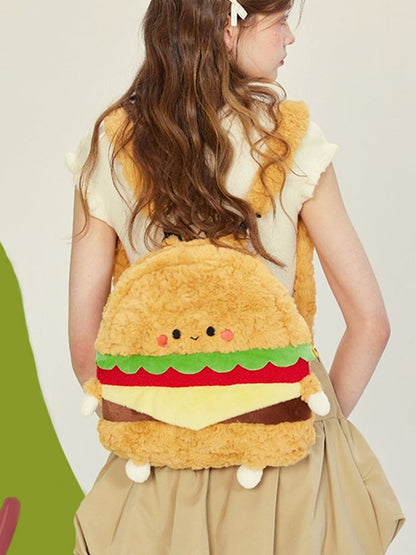 Yellow Plush Cute Hamburger Backpack