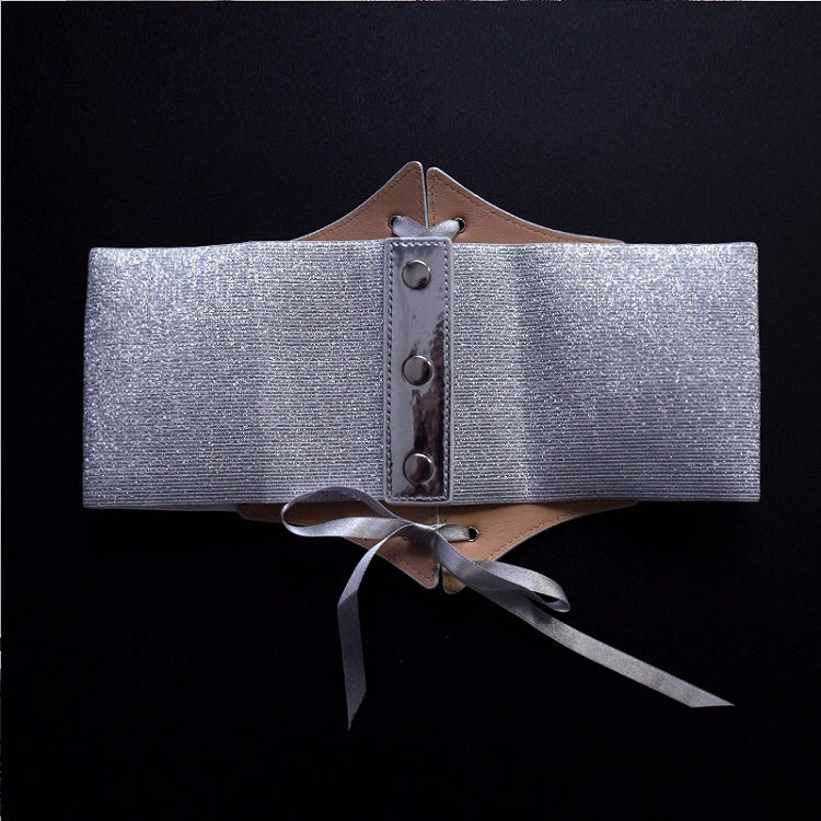 Ceinture corset à lacets argentée Cyberpunk Lolita