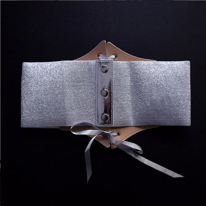 Ceinture corset à lacets argentée Cyberpunk Lolita