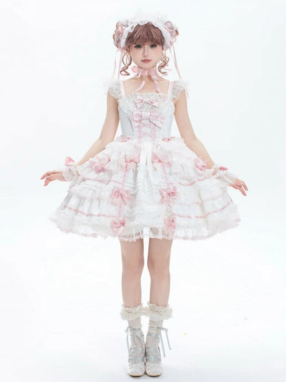 Akzente rosa Pullover Lolita Rock und Prinzessin süße weiße Schleife