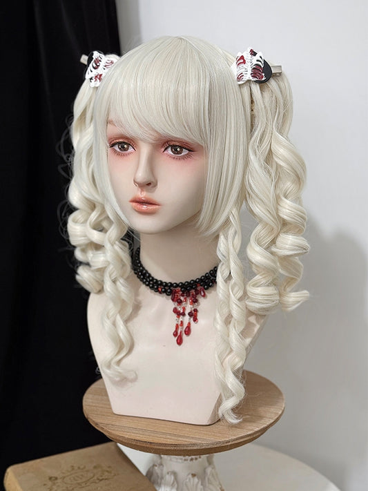 Roman Blonde Bangs Wigs Curly + Ponytails With Claw Two 48cm