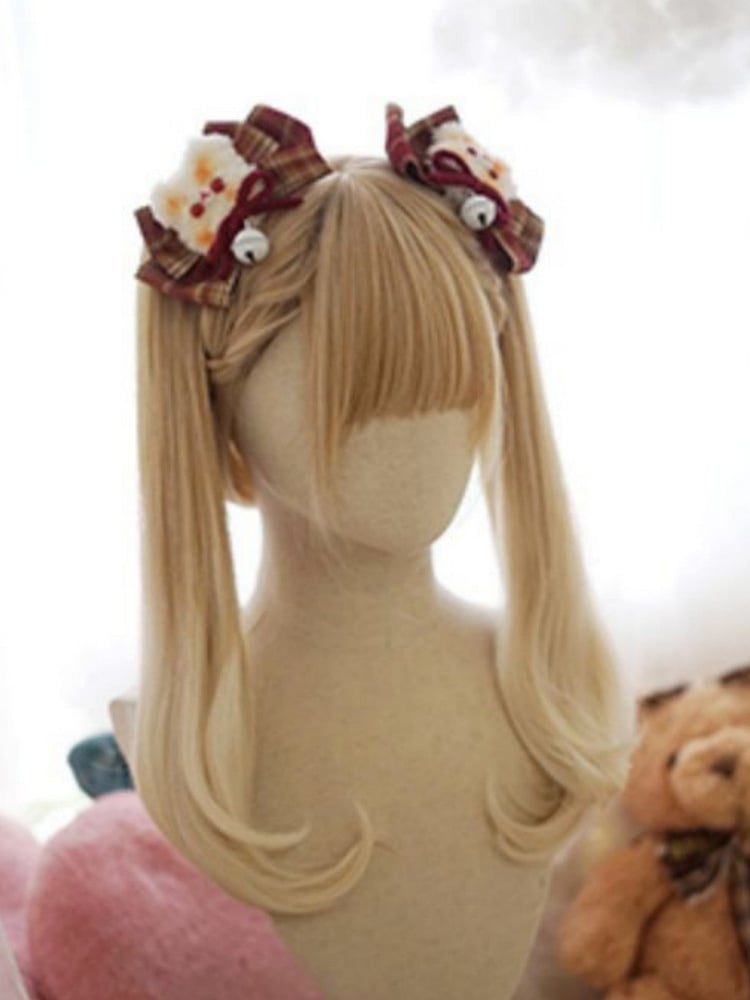 Perruque courte et lisse blonde claire avec frange