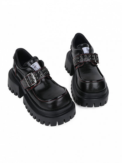 Buckle Bold Heels Rock Punk with Accents Chunky Sole - Platform