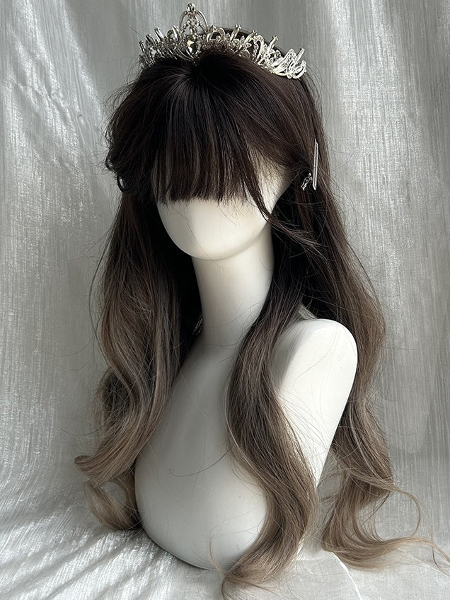 Brown Ombre Long Wavy Synthetic Wig With Bangs