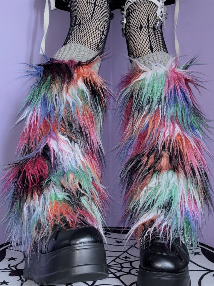 Colorful Faux Fur Shaggy Leg Warmers