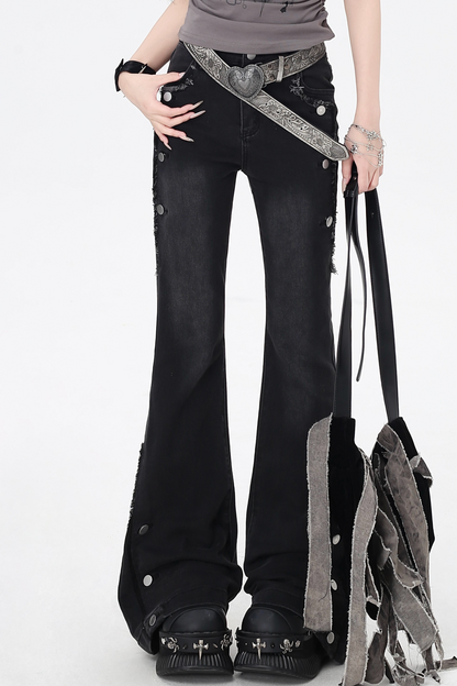Flared Jeans Waist High Micro Slim Vintage