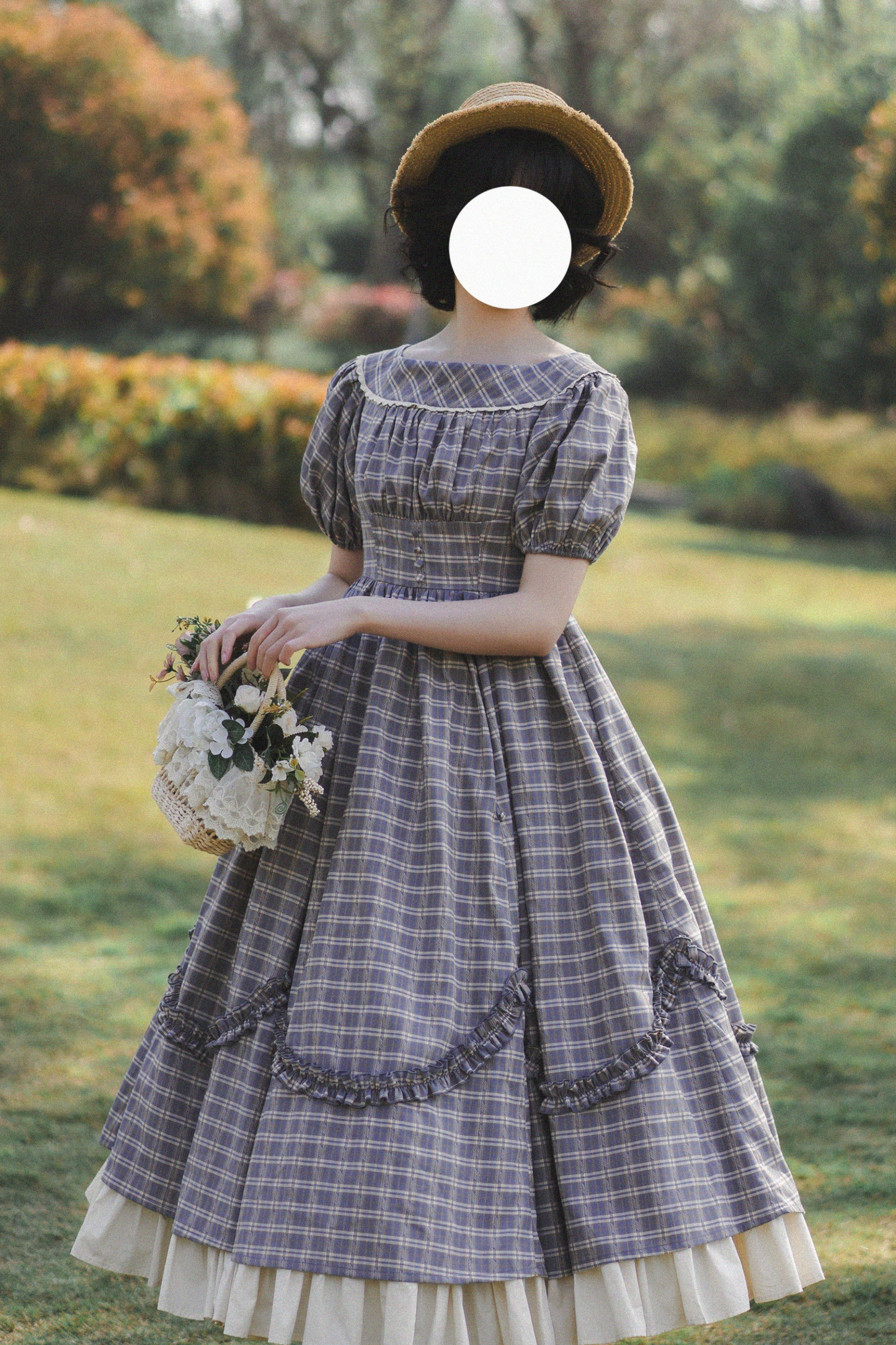 Check Retro Word Lolita Petticoat Dress Forest +