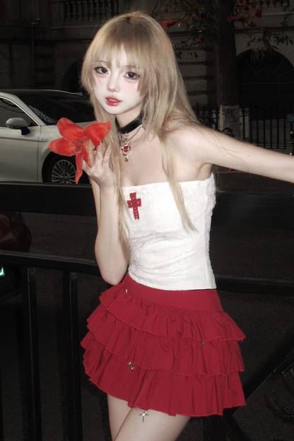 Mode cross hooded cake hoodie skirt cool tube top +