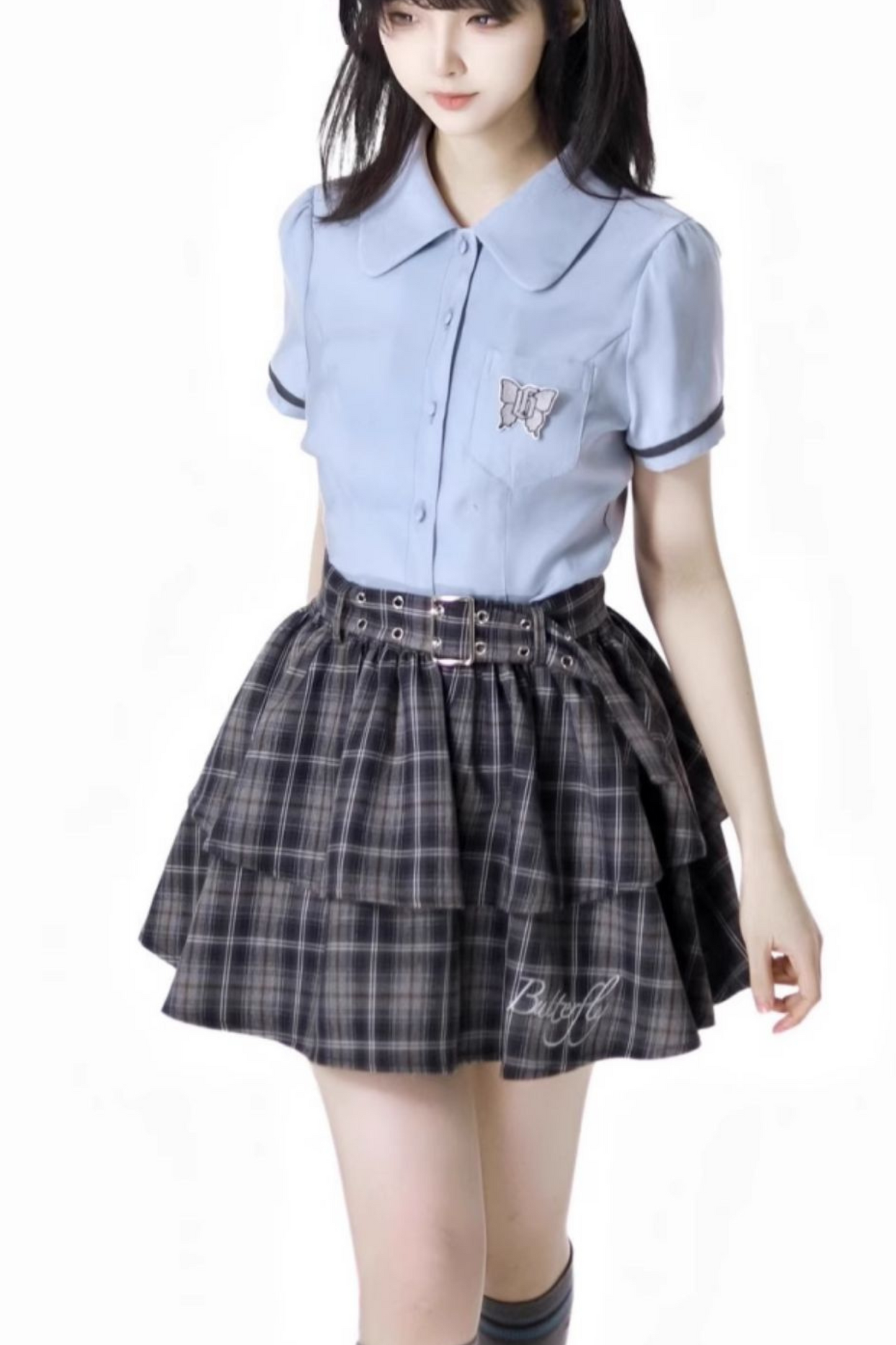 + College short suspender dress bshirt skirt