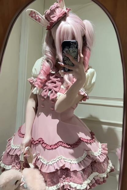 Ohrenkuchen täglich + Kaninchen Kirsche Lolita Bunny Hut Kleid