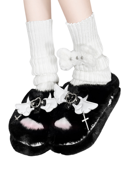 Chaussons à plateforme en fourrure DeVille Shoes Angel