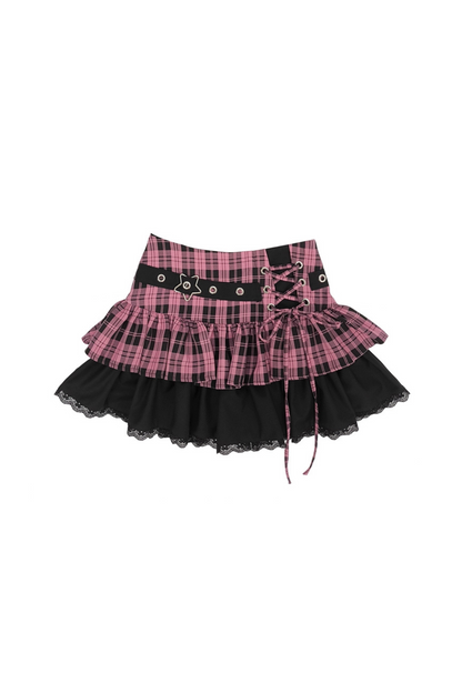 top crop skirt Y2K + checked