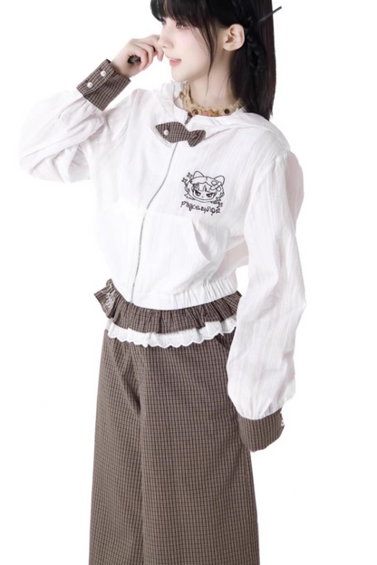 Hoodie Pants Wide Sleeveless Top +