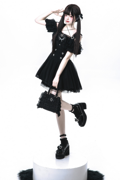 Off-the-shoulder Mine Flared + Skirt Ribbon Reservations Top