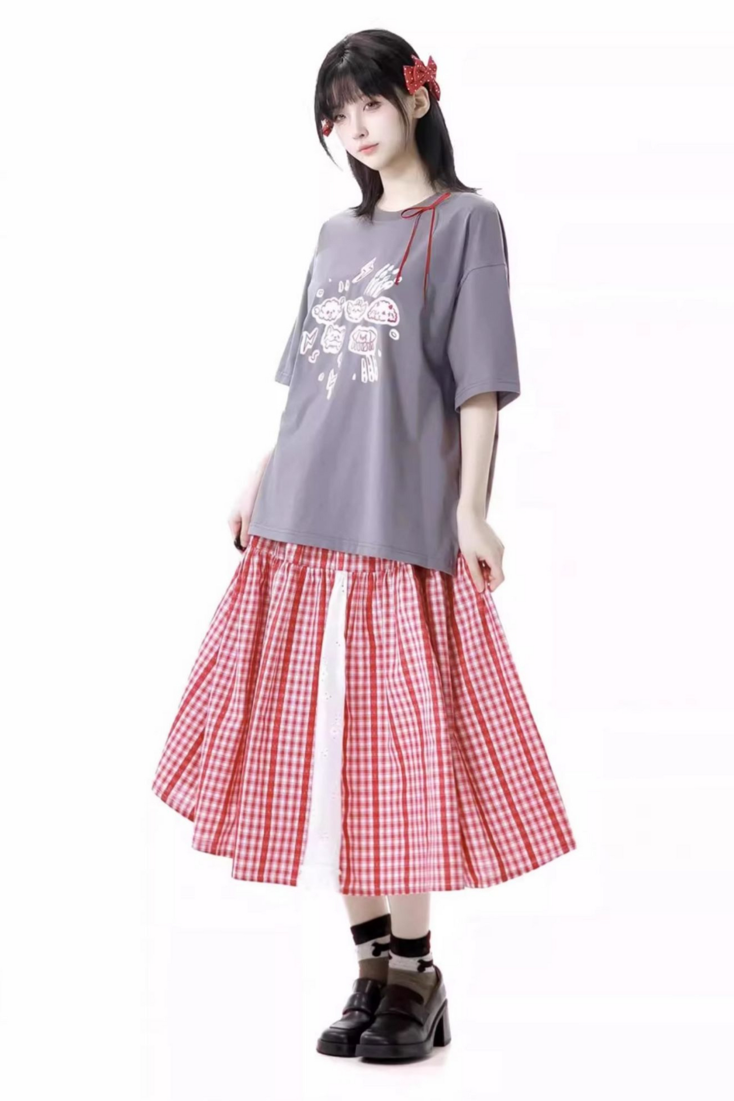 Skirt + Graffiti T-shirt Big Check Swing