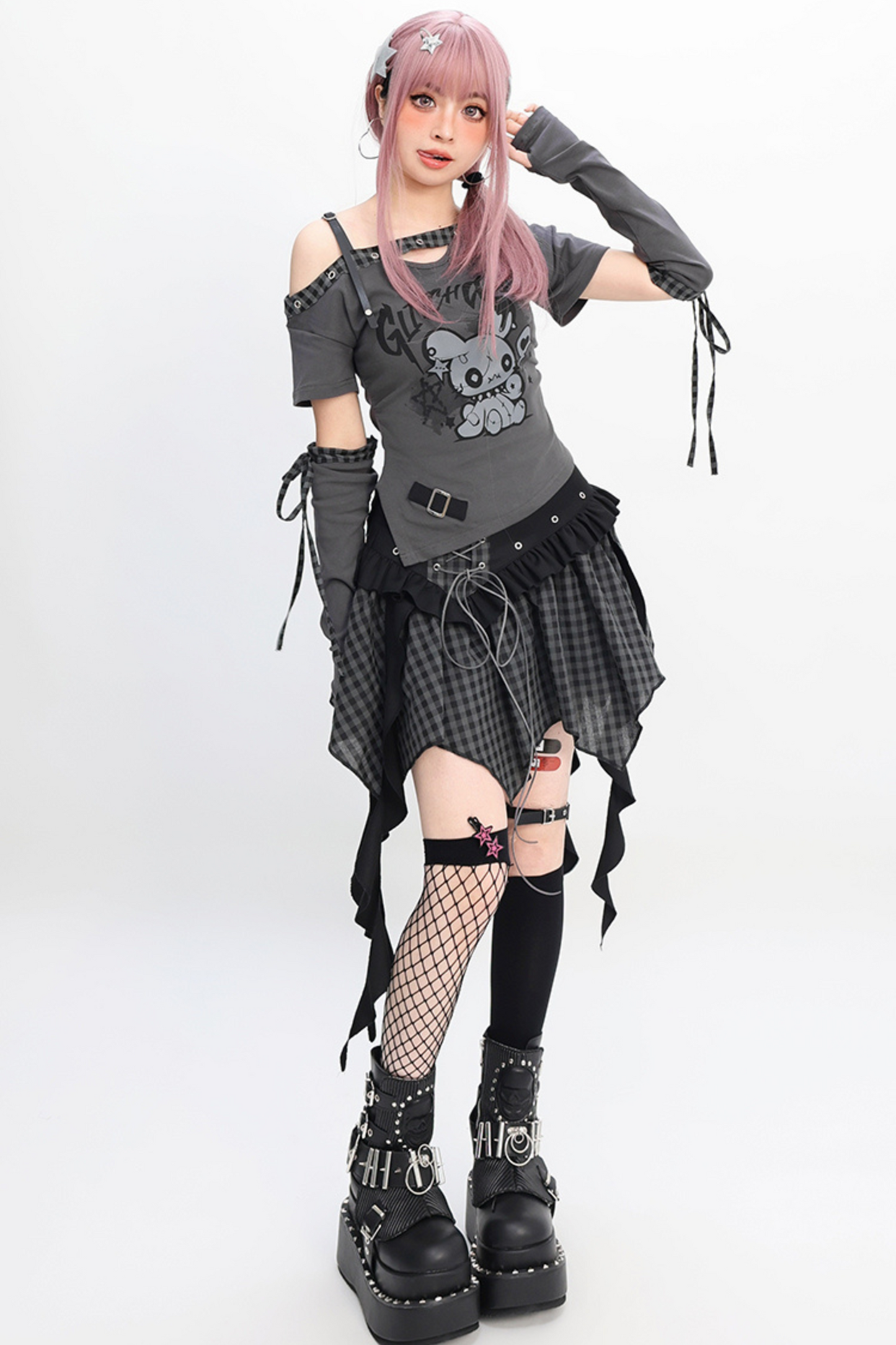 slim-fit T-shirt + skirt Irregular Fortidor