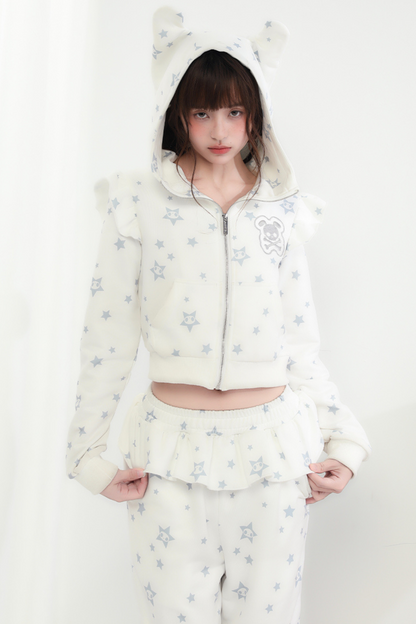 Hoodie Animal Ruffle Pants Loose Ear Hooded +