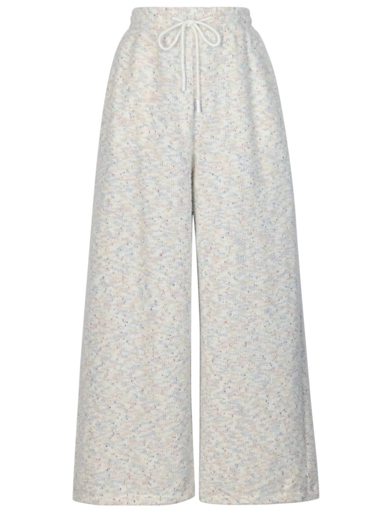 Pantalon large taille haute en tricot coloré