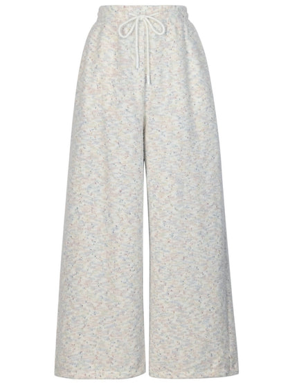 Pantalon large taille haute en tricot coloré