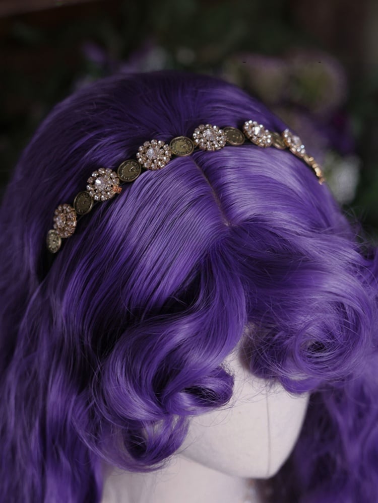 Purple Curly Bangs Long Wavy Synthetic Wig