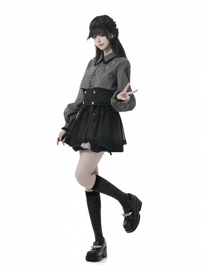 Cross Elastic Attached Bloomers with Black | Skirt Waist Chain Gothic