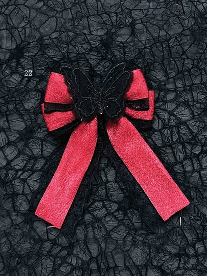 Black Red Halloween Jirai Kei Bowknot Hairclips