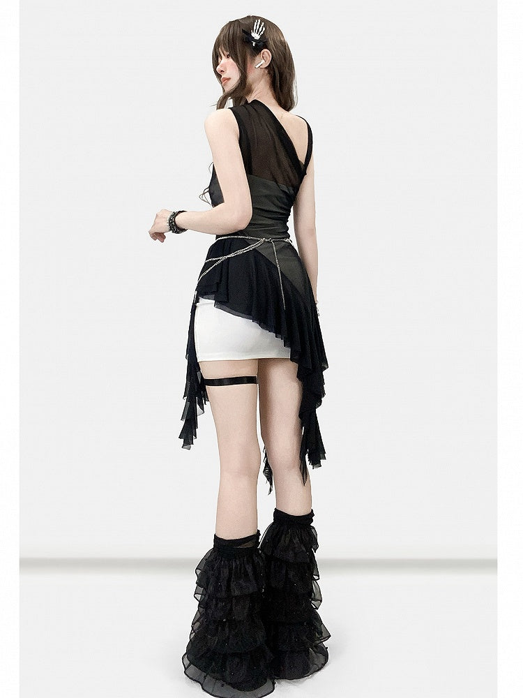 Accents Bittersweet Cascading Black Ruffle Semi-sheer