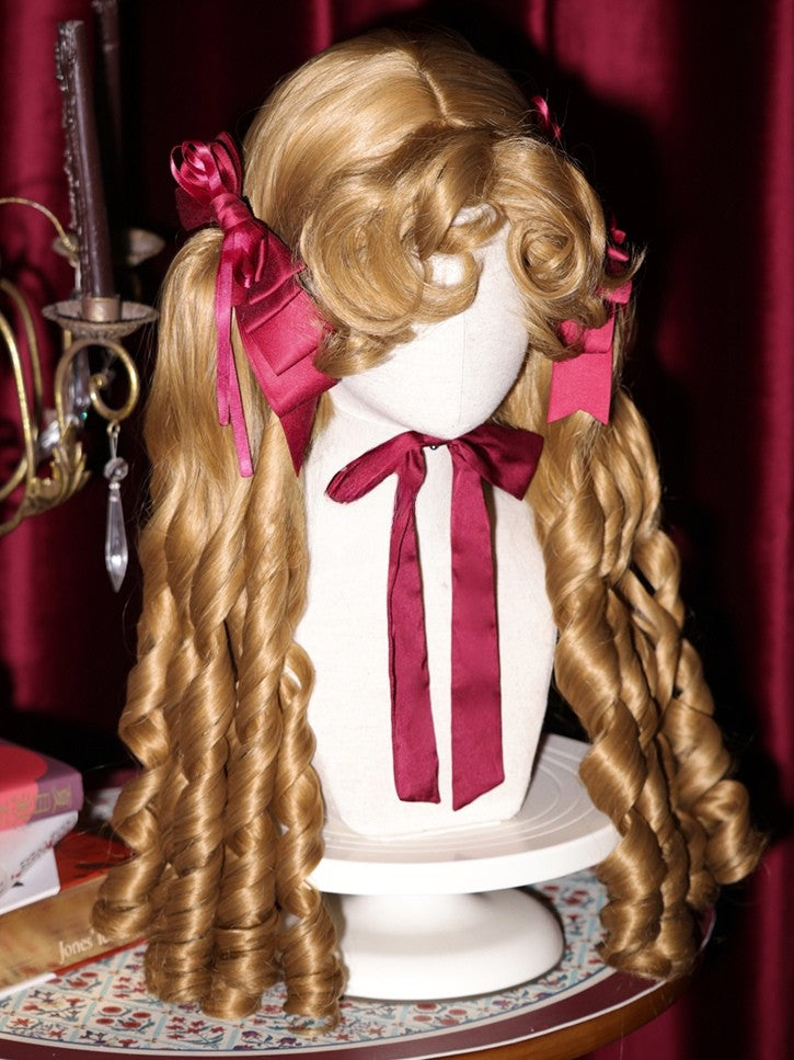 Wig Brown/Brown/Black Clips Short Claw With Double Roman + Ponytail Light Curly Bangs 50CM