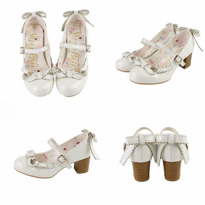 Top Decorated at Mary Janes Heart Bow White