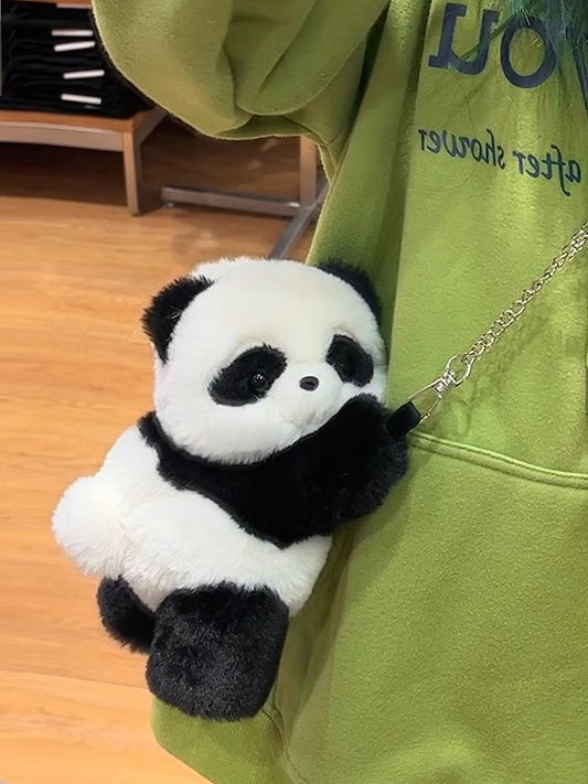 Sac à dos en peluche panda noir et blanc, sac à bandoulière, petite/moyenne/grande taille