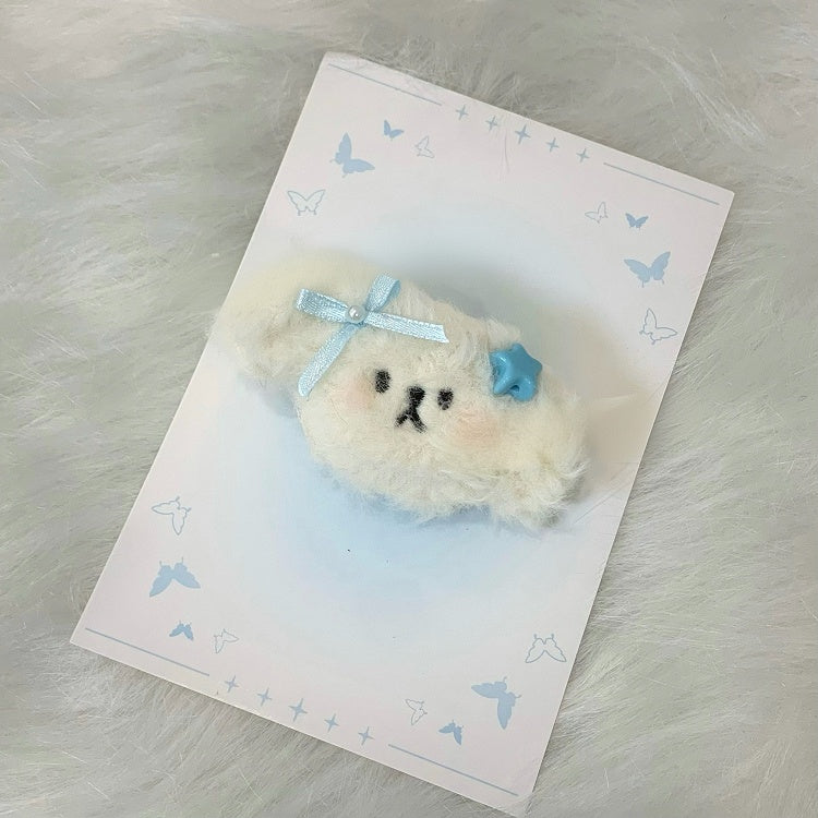 Barrette à cheveux en peluche bleue/rose/noire pour chiot