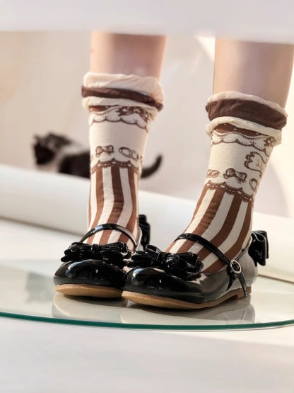 Dessert Print Striped Sweet Lolita Calf Socks