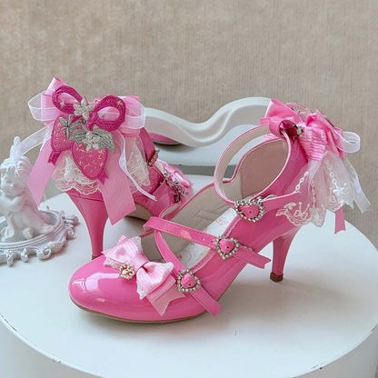 Lolita Elegant Heels in Bow Barbie with Pink Top