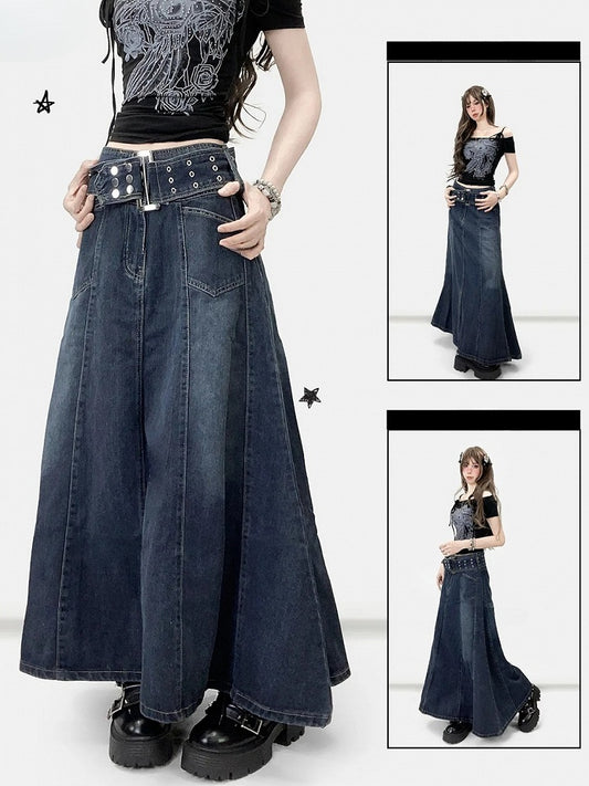 Skirt Blue A-Line Dark