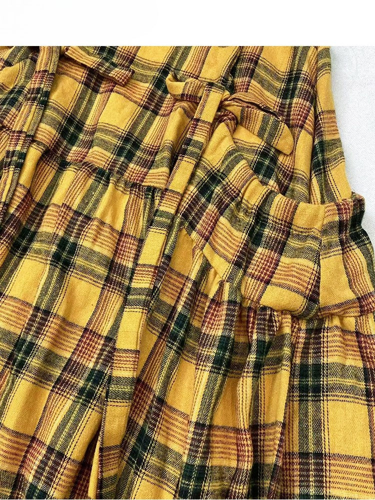 Y2K Details Plaid Bowknot Rock Muster Gelb