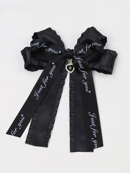 Bow and Large Brooch/Clip Charm with Kei Black/Pink/Purple Ribbon Accent Jirai