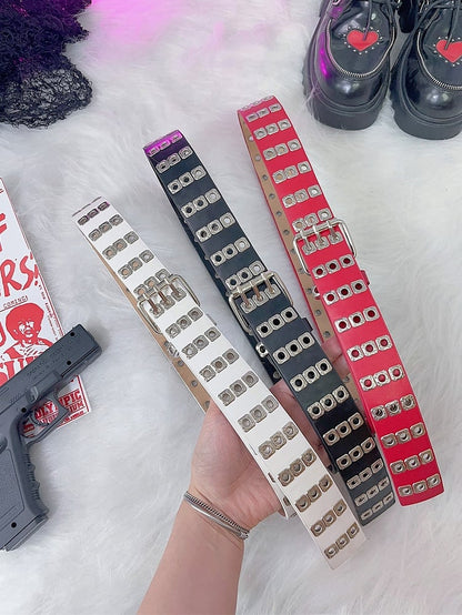PU Belt Black/Red/White Punk Waist Rock