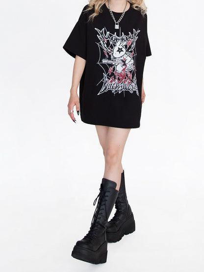 Pop Punk Black Bunny Oversized T-Shirt